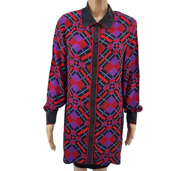 Bob Mackie Wearable Art Button-Up Tunic 100% Silk Womens Size S - Picture 2 of 10